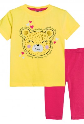 Комплект для девочки 41100 (футболка-бриджи) - с.желтый-розовый