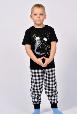 Пижама для мальчика 92210 - черный-черная клетка