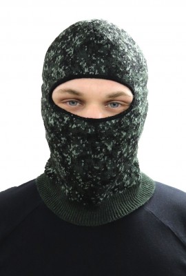 Шапка-маска вязаная (Балаклава) Б-5 - пиксели зеленый