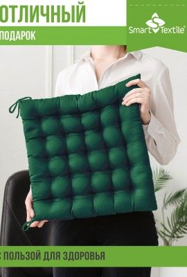 Подушка на сиденье Уют с завязками, р.40х40см - зеленый