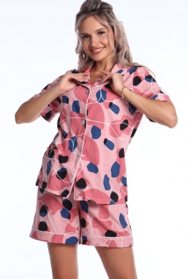 Пижама с шортами Уют 039 - розовый-синий