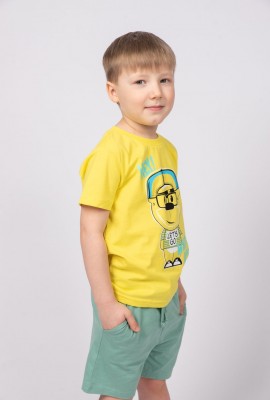 Комплект для мальчика (футболка и шорты) 42112 - желтый-шалфей