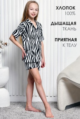 Пижама М22081 - черный+белый