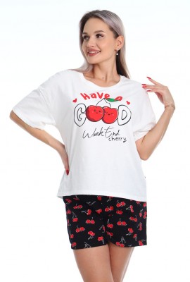 Пижама с шортами Очарование 0к-056к - белый-красный