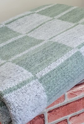 Одеяло 140х205 50% шерсть зеленая клетка