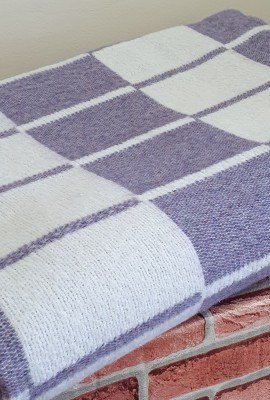 Одеяло 140х205 50% шерсть фиолетовая клетка
