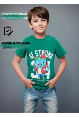 футболка детская с принтом 7444 - зеленый