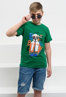 футболка детская с принтом 7445 - зеленый