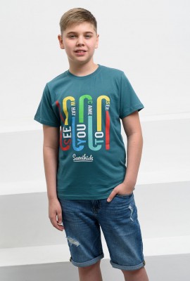 футболка детская с принтом 7445 - морская волна бледн.