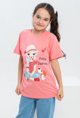 футболка детская с принтом 7449 - розовый