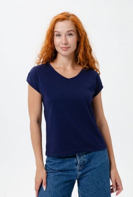 7158 однотон футболка женская - темно-синий