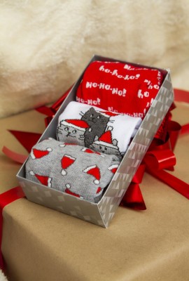Носки Рождество женские 3 пары в красивой картонной упаковке