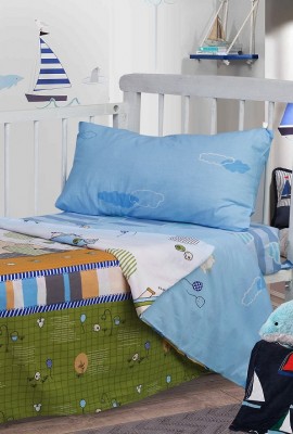Детский КПБ поплин в кроватку на резинке Детский городок
