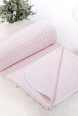 Одеяло-покрывало трикотажное детское Клетка (розовый)