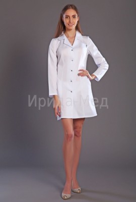 Халат медицинский женский М-05 тиси, 42 размер, цвет белый