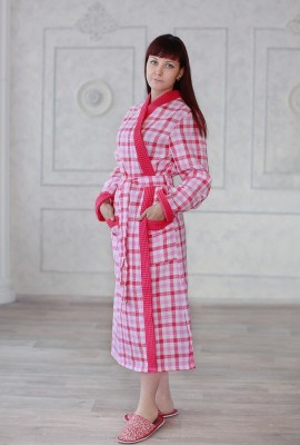 Халат женский кимоно вафельный удлиненный Домашний