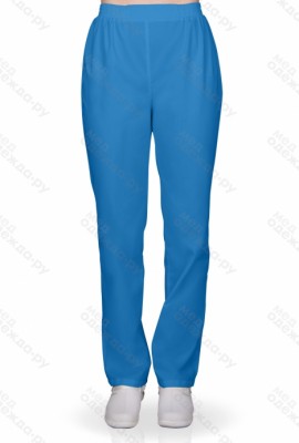Брюки медицинские женские на резинке без карманов 100 сатори, 52 размер (рост 170-176), голубой