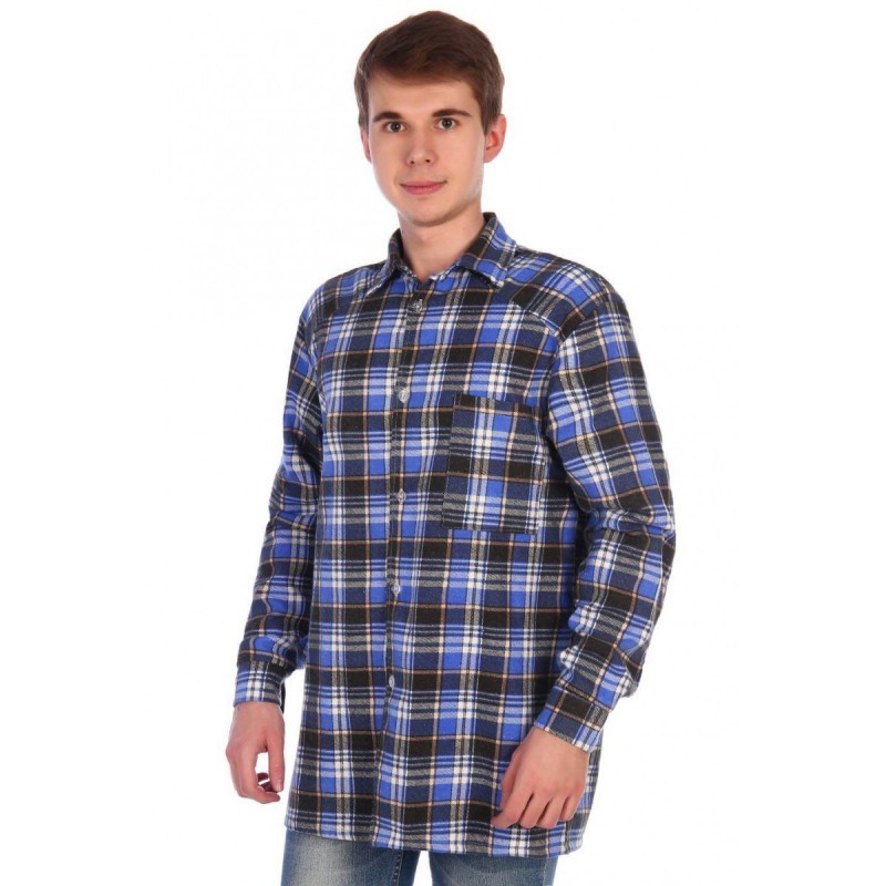 Рубашка мужская фланелевая в клетку, 58 размер - 1