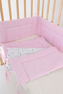 Бортик в детскую кроватку четырехсторонний БРК32/звездочка-розовая