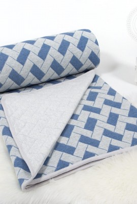 Одеяло-покрывало трикотажное Домино синее