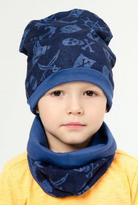 Комплект шапка+снуд Пират детский - синий