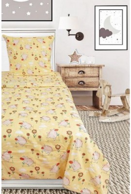 Детский КПБ бязь в кроватку Свинки желтый