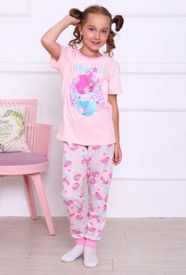 Пижама Русалка короткий рукав детская - розовый