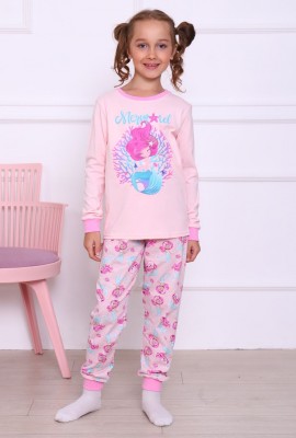 Пижама Русалка длинный рукав детская - розовый