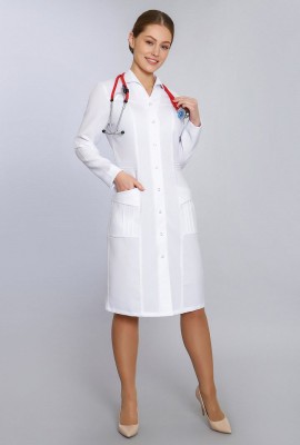 Халат медицинский женский с длинным рукавом на кнопках 2-67-03 стрейч