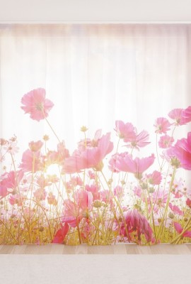 Фототюль из вуали Восход над цветочным полем