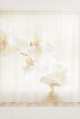 Фототюль из вуали Бежевые орхидеи