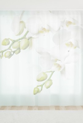 Фототюль из вуали Белая орхидея над водой
