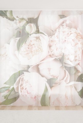 Фототюль из вуали Букет нежных розовых пионов