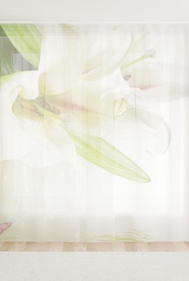 Фототюль из вуали Лилии с бабочками