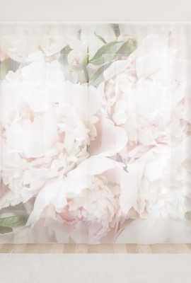 Фототюль из вуали Нежность розоватых пионов