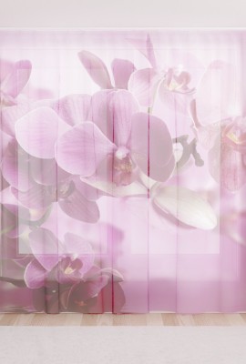 Фототюль из вуали Розовые лепестки орхидеи