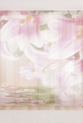 Фототюль из вуали Розовые лилии у воды