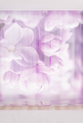 Фототюль из вуали Сиреневые цветения над водной гладью