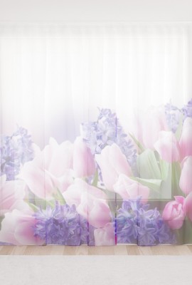 Фототюль из вуали Тюльпаны и гиацинты
