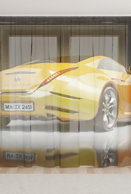 Фототюль из вуали Желтая машина