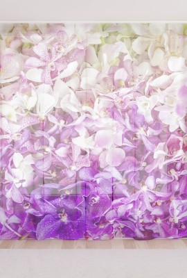 Фототюль из вуали Бело-сиреневые цветы