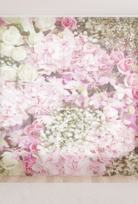 Фототюль из вуали Кусты розовых цветов