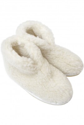 Обувь домашняя Бабуши-Эконом из овечьего меха - белый