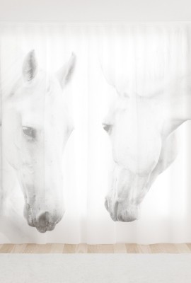 Фототюль из вуали Белые кони