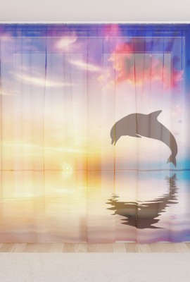 Фототюль из вуали Дельфин на закате