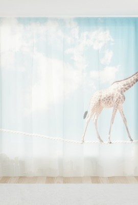Фототюль из вуали Жираф на канате