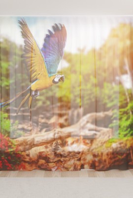 Фототюль из вуали Летящий попугай
