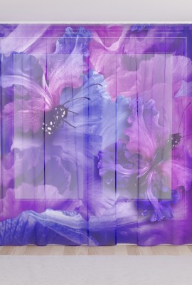 Фототюль из вуали Цветочные бабочки
