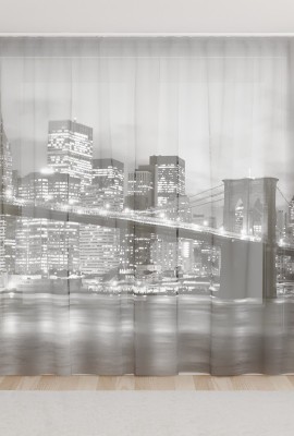 Фототюль из вуали Бруклинский мост черно-белый