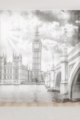 Фототюль из вуали Лондон черно-белый